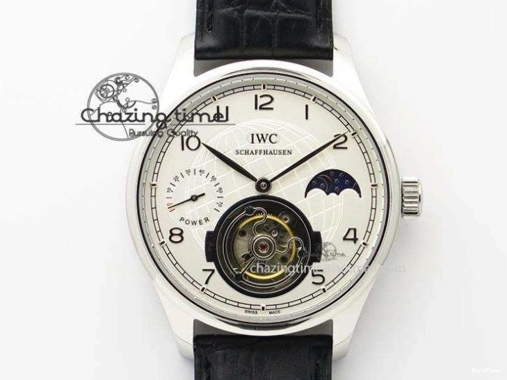 MIROTIME 0807 Portuguese Tourbillon Power Reserve Moonphase SS Black Dial On Black Leather Strap TechFriendly 7321